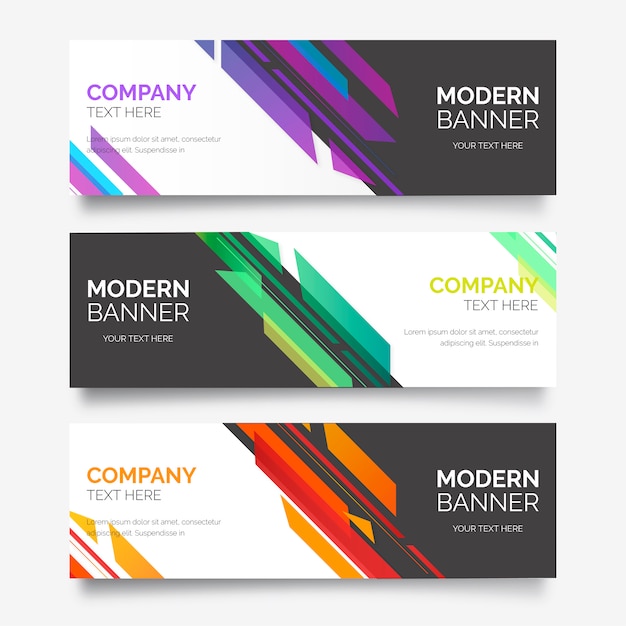 Free vector abstract banner collection with modern shapes