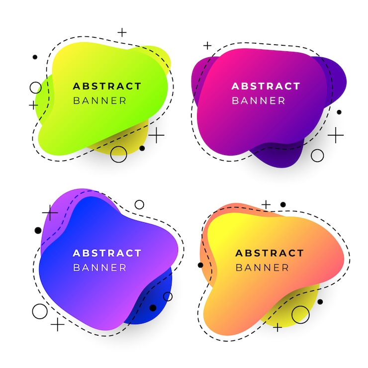 Free Vector abstract banner templates with fluid gradient shapes