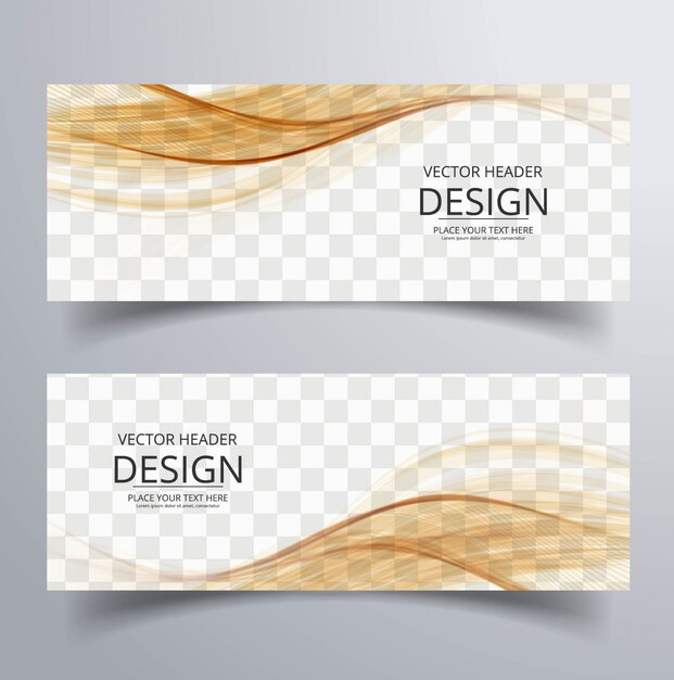 Abstract banner with brown wavy shapes