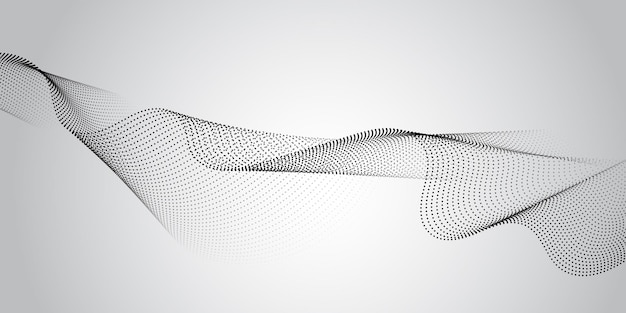 무료 벡터 흐르는 입자 파도 디자인이 있는 추상 배너