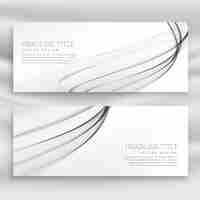 Free vector abstract banner with gray wavy lines