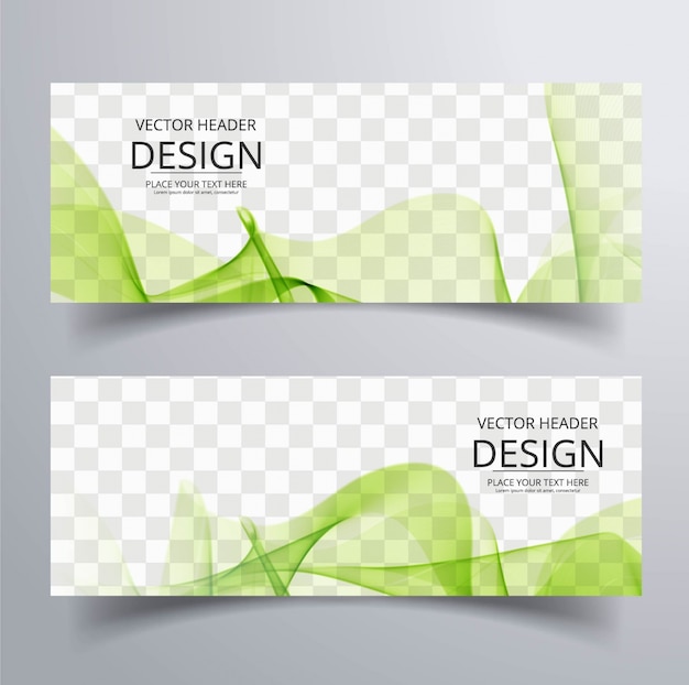 Abstract banner with green wavy shapes