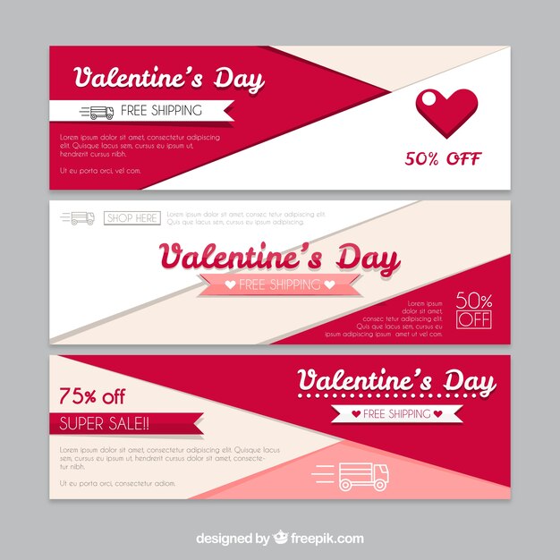 Free vector abstract banners for valentine's day