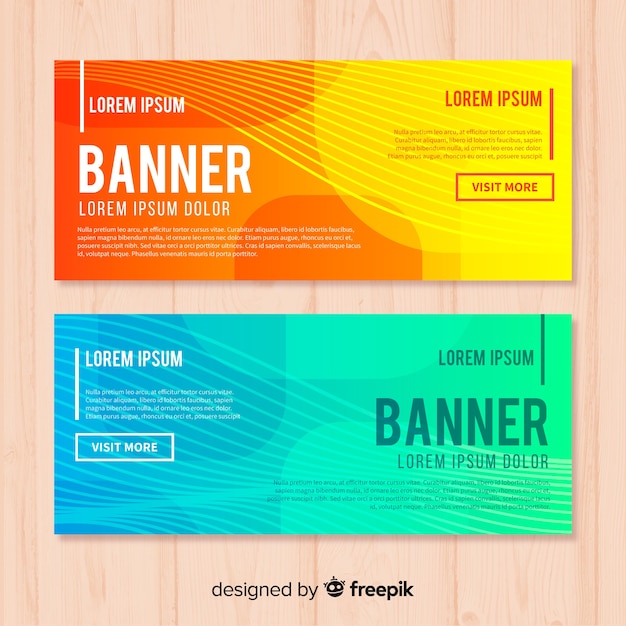 Abstract banners with colorful wavy shapes