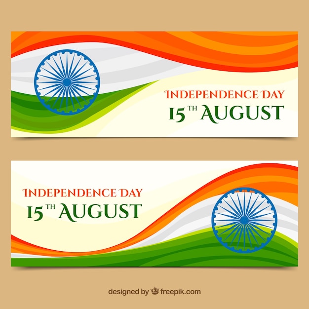 Abstract banners with flag of india independence day