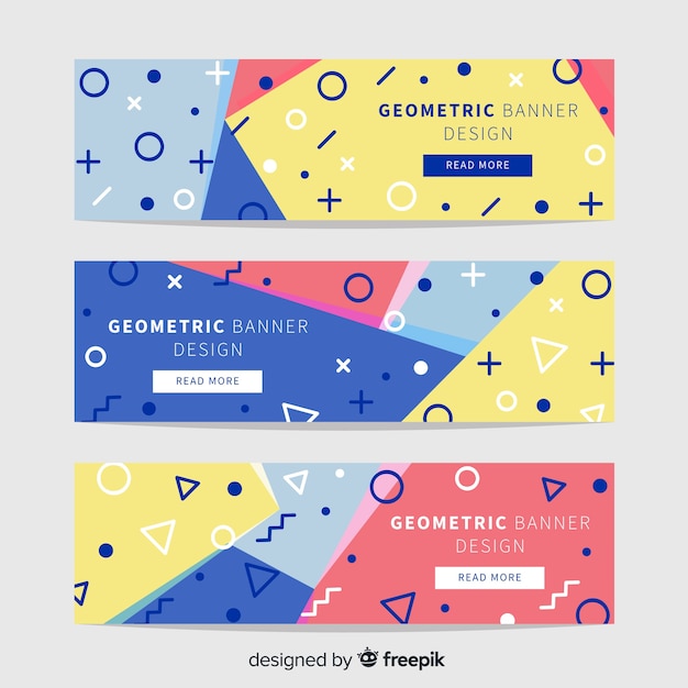 Abstract banners with geometric shapes