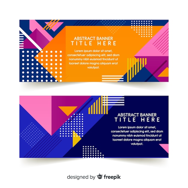 Abstract banners with geometric shapes