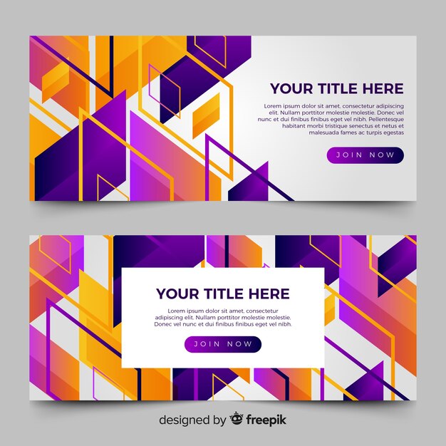 Abstract banners with geometric shapes