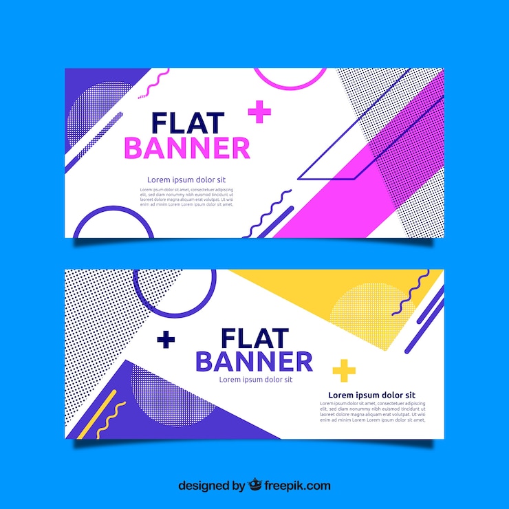 Free Vector abstract banners with geometric shapes