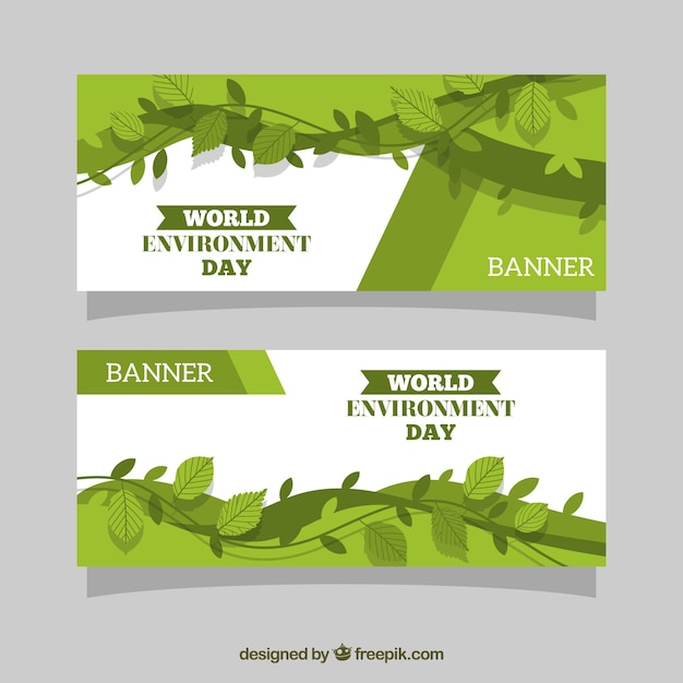 Free vector abstract banners with leaves