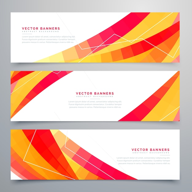 Abstract banners with yellow and red lines