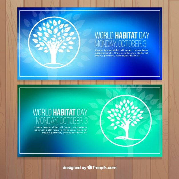 Free Vector abstract banners of world habitat day