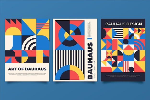 Vettore gratuito set di copertine bauhaus astratto