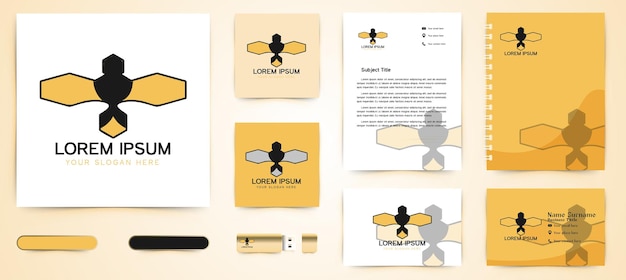 Абстрактный пчелиный логотип и шаблон бизнес-брендинга Дизайны Вдохновение, изолированные на белом фоне