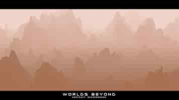 Free vector abstract beige landscape with misty fog till horizon over mountain slopes.