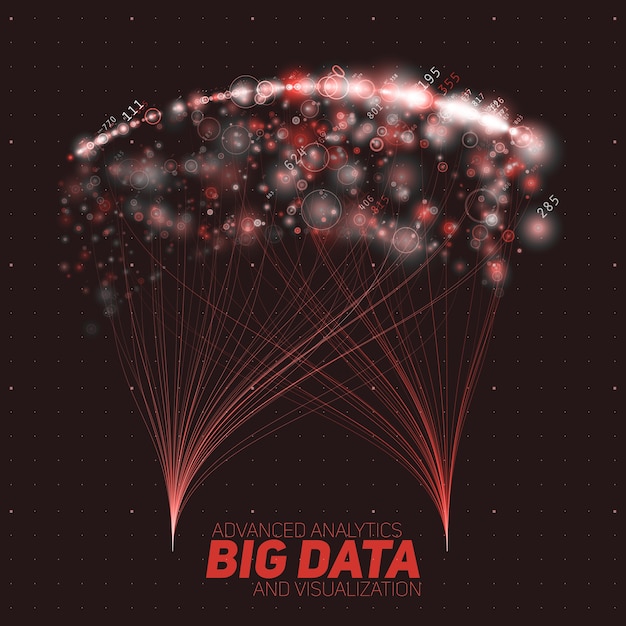 Abstract big data visualization. Abstract glowing red beams.