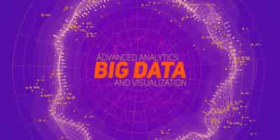 Vettore gratuito visualizzazione astratta dei big data. flusso di dati blu come stringhe di numeri. rappresentazione del codice informativo