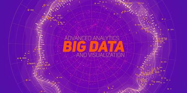 無料ベクター 大きなデータの視覚化を抽象化します。数字列としてのデータの青い流れ。情報コード表現
