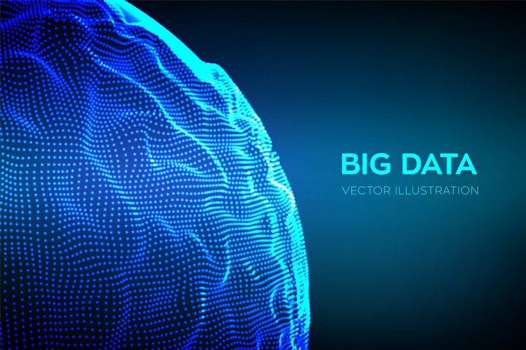 Free Vector abstract bigdata science background. sphere grid wave.