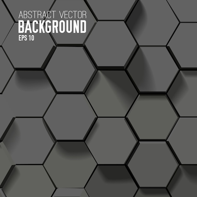 Abstract black background with geometric hexagons