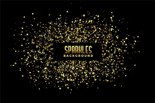 Free vector abstract black background with golden glitter sparkles