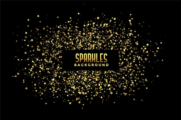 Abstract black background with golden glitter sparkles