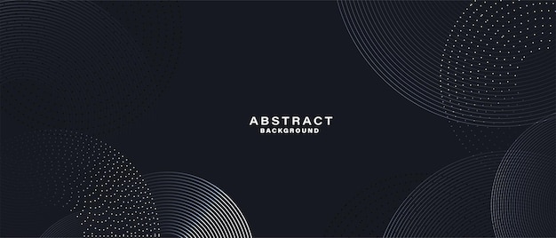 Abstract black background with white circle lines Premium Vector