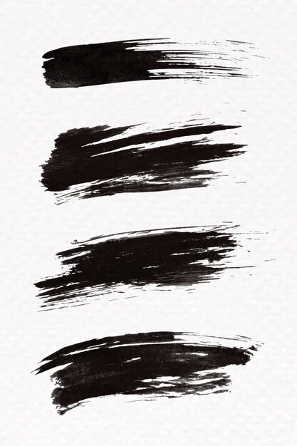 Abstract black brush stroke set
