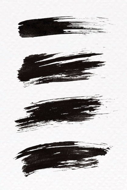 Abstract black brush stroke set