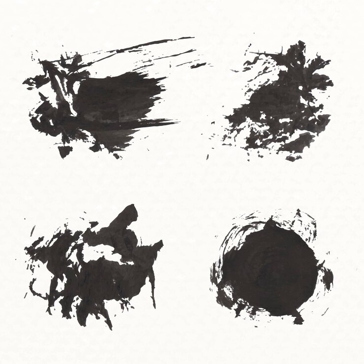 Free Vector abstract black brush stroke set