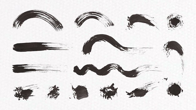 Free vector abstract black brush stroke set