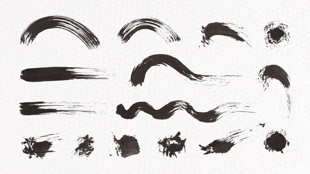 Abstract black brush stroke set