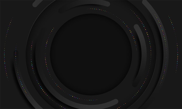 Free Vector abstract black circles layers on dark background paper cut
