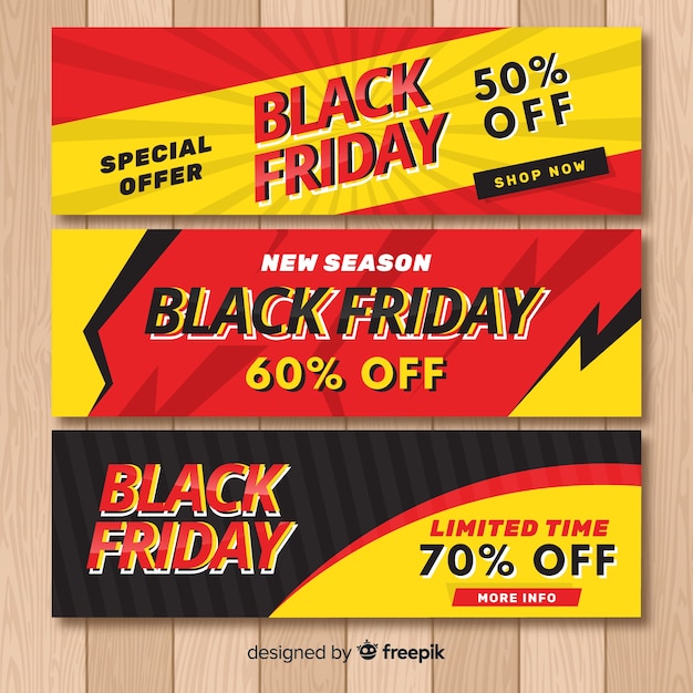 Free vector abstract black friday sale banner collection