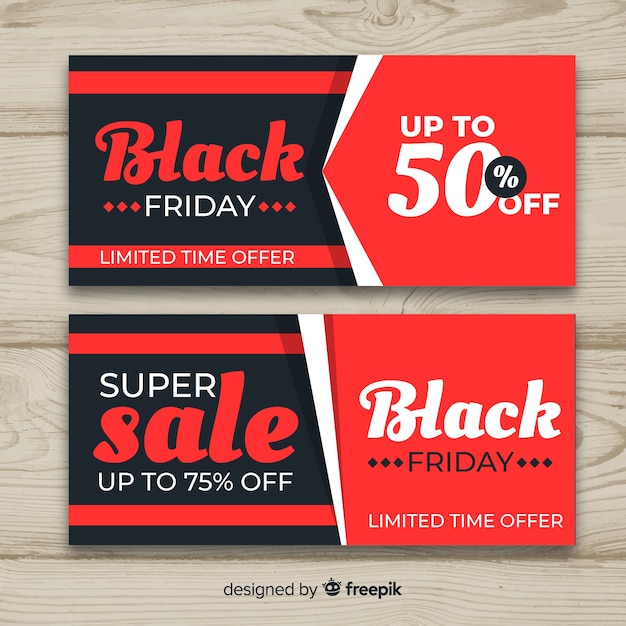 Abstract black friday sale banner set