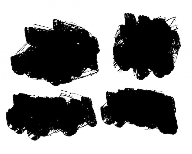 4つの抽象的な黒グランジフレームセット