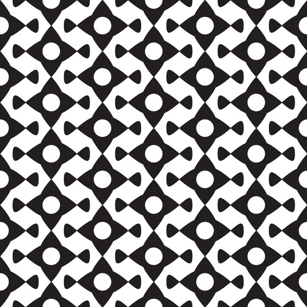 白いイラストの幾何学的な繰り返し形状と抽象的な黒のミニマルなシームレスパターン