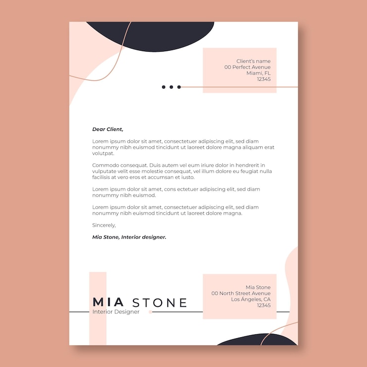 Free Vector abstract black and pink cover letter