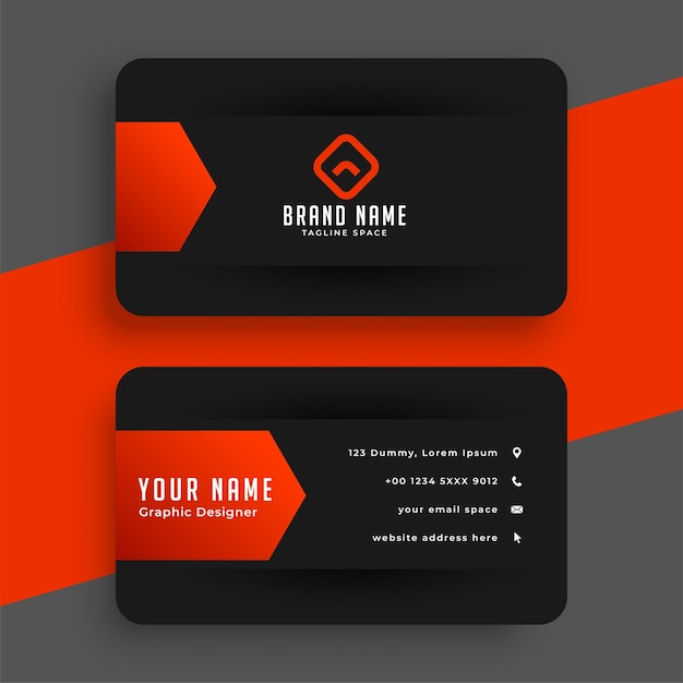 Abstract black and red office visiting card template vector