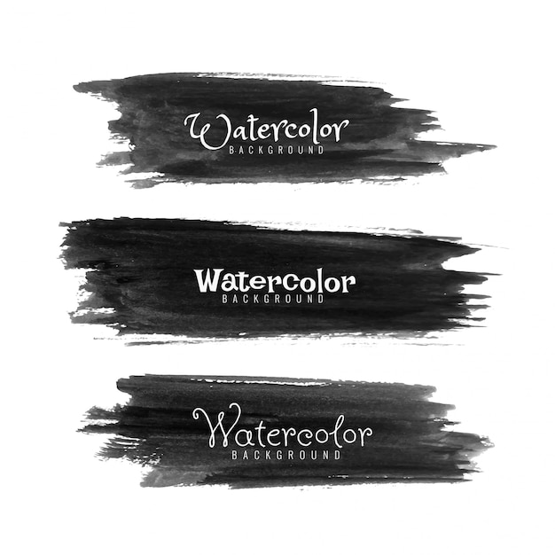 Free vector abstract black watercolor strokes set