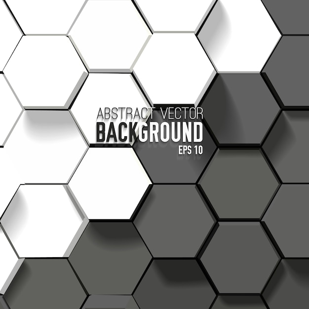 Free vector abstract black and white background with geometric hexagons