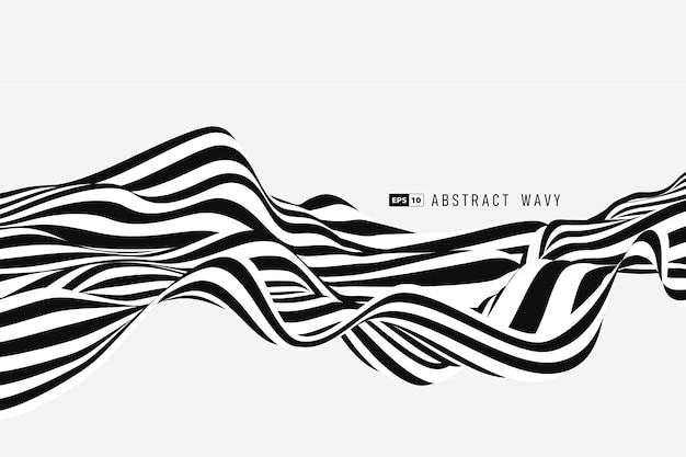 Abstract black and white minimal stripe line 3d decoration background