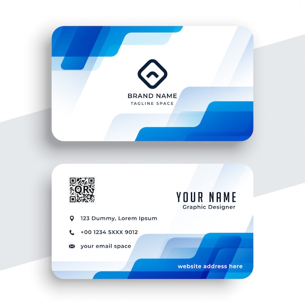 Бесплатное векторное изображение Абстрактный синий и белый шаблон дизайна визитной карточки