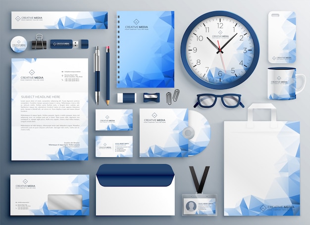 Бесплатное векторное изображение Абстрактный синий комплект залога для бизнеса