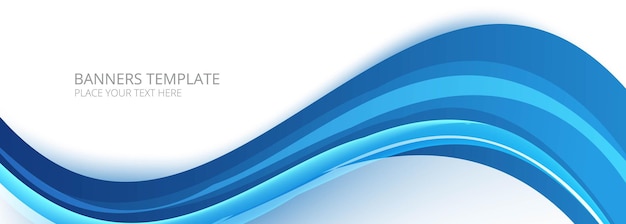 Abstract Blue Business Wave Banner on White Background – Free Vector Template Download