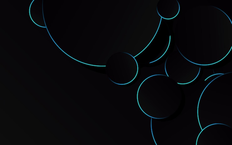 Free Vector abstract blue circle on black background technology