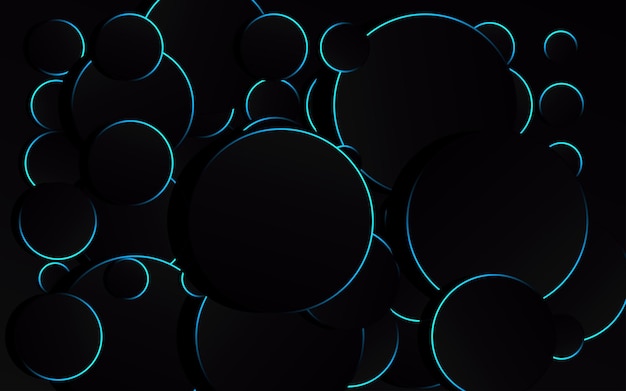 Abstract blue circle on black background technology