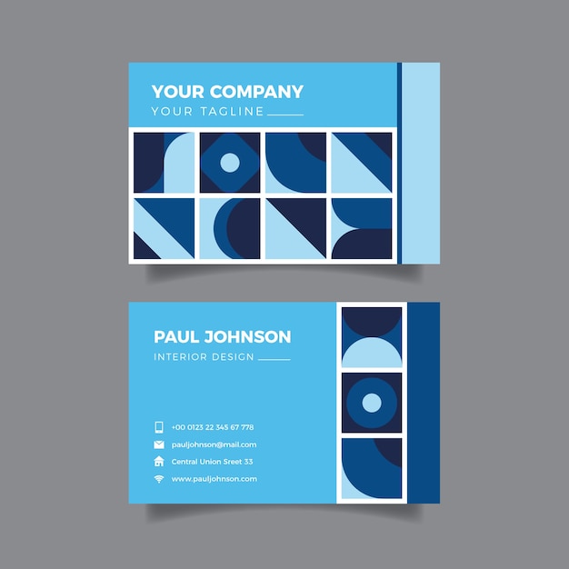 Free vector abstract blue company card with geometrical shapes