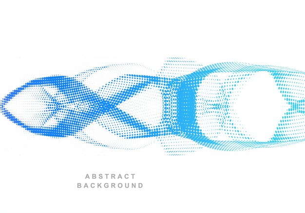 抽象的な青い点線の流れる波の背景イラスト