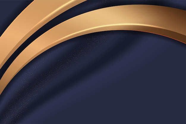 Abstract blue and gold waved shapes background